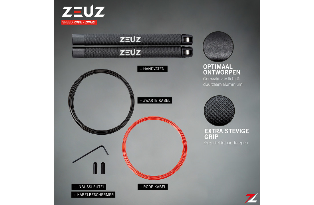 ZEUZ® Professioneel Crossfit & Fitness Springtouw – Verstelbaar – Speed Rope – Volwassenen – Zwart