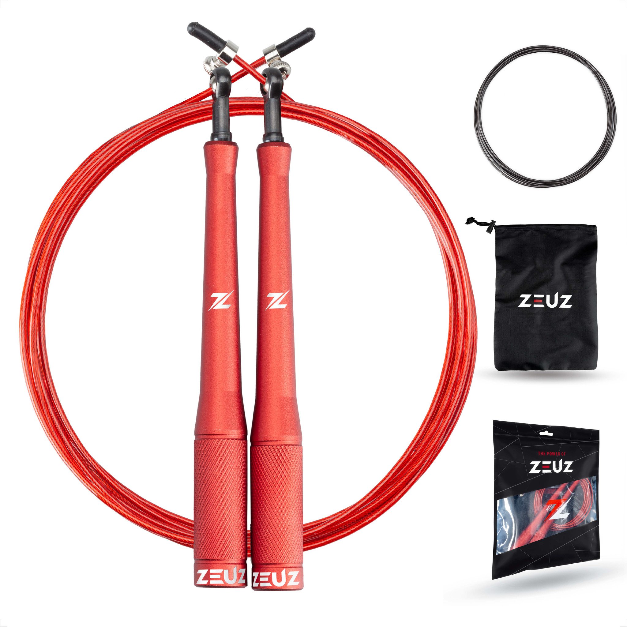 rib omvang vier keer ZEUZ® Professioneel Crossfit & Fitness Springtouw – Verstelbaar – Speed  Rope – Volwassenen – SR-2 - Rood - ZEUZ