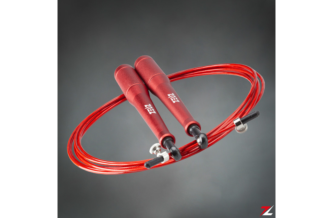 ZEUZ® Professioneel Crossfit & Fitness Springtouw – Verstelbaar – Speed Rope – Volwassenen – SR-2 - Rood