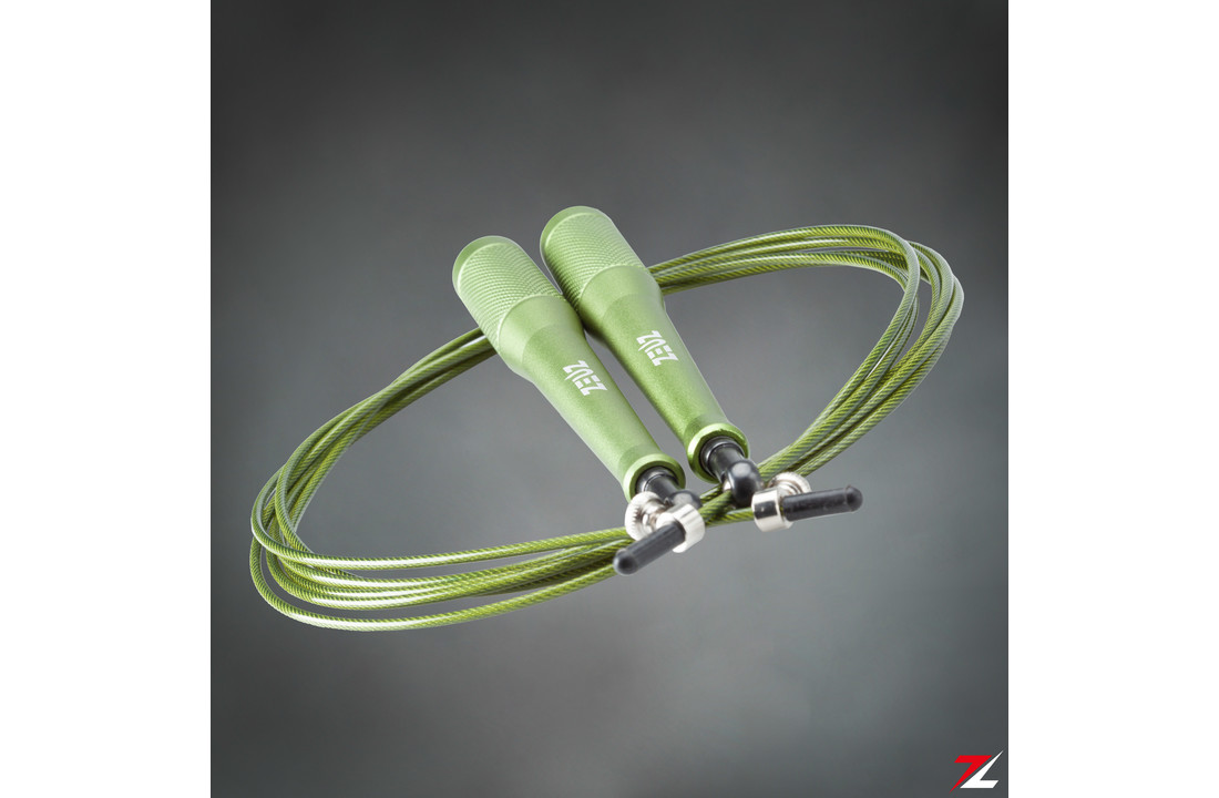 ZEUZ® SR2 Professioneel Crossfit & Fitness Springtouw – Verstelbaar – Speed Rope – Volwassenen – SR-2 - Leger Groen