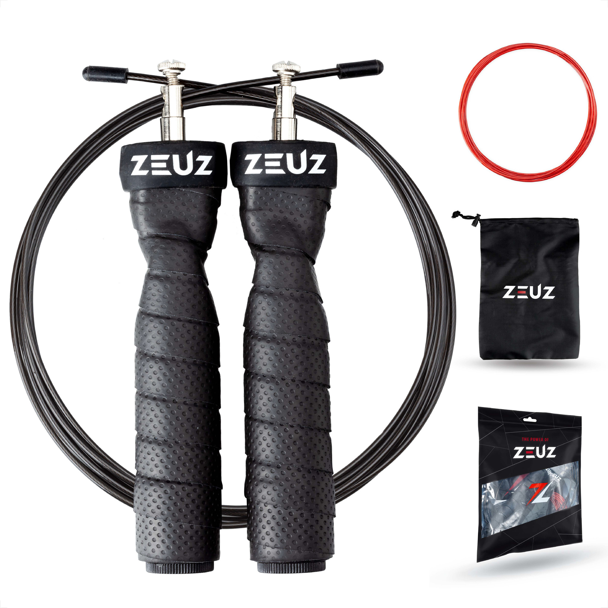 schoner eb haalbaar ZEUZ® Crossfit & Fitness Springtouw – Verstelbaar – Speed Rope –  Volwassenen – SR-3 - Zwart - ZEUZ