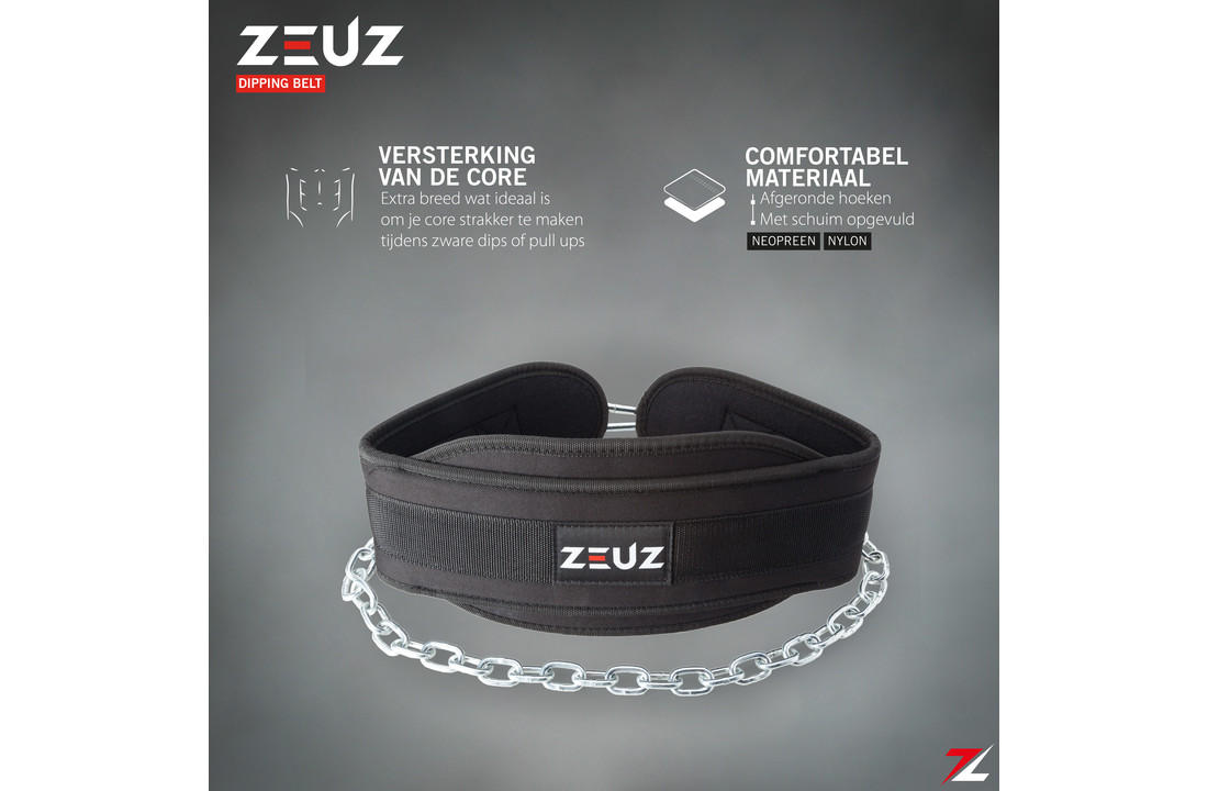 ZEUZ® Dip belt - Dipping Gordel & Gewicht Riem – Fitness, Crossfit & Calisthenics – Zwart
