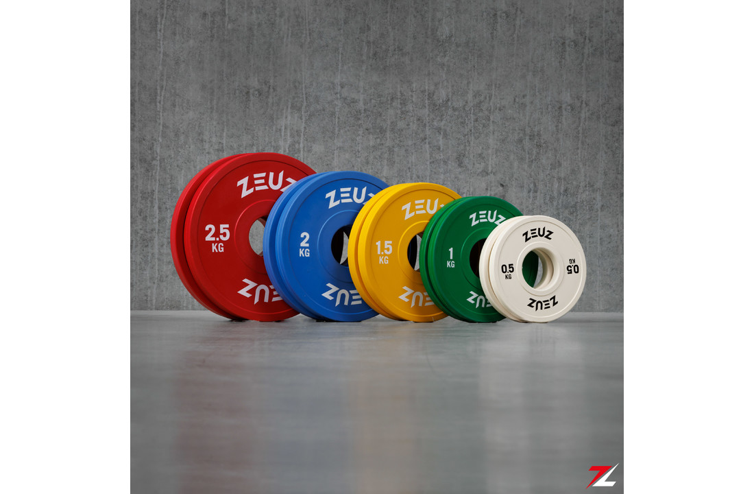 beheerder Collega Halve cirkel ZEUZ® Halterschijf 2 Stuks 0.5 KG – 1 KG Gewichten Set – voor 50 mm Halter  – Crossfit & Fitness – Metaal & Rubber - ZEUZ