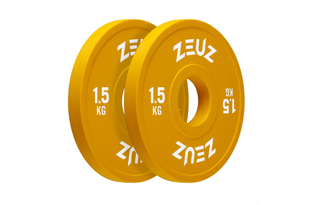 ZEUZ® Halterschijf 2 Stuks 1.5 KG – 3 KG Gewichten Set – voor 50 mm Halter – Crossfit & Fitness - Metaal & Rubber