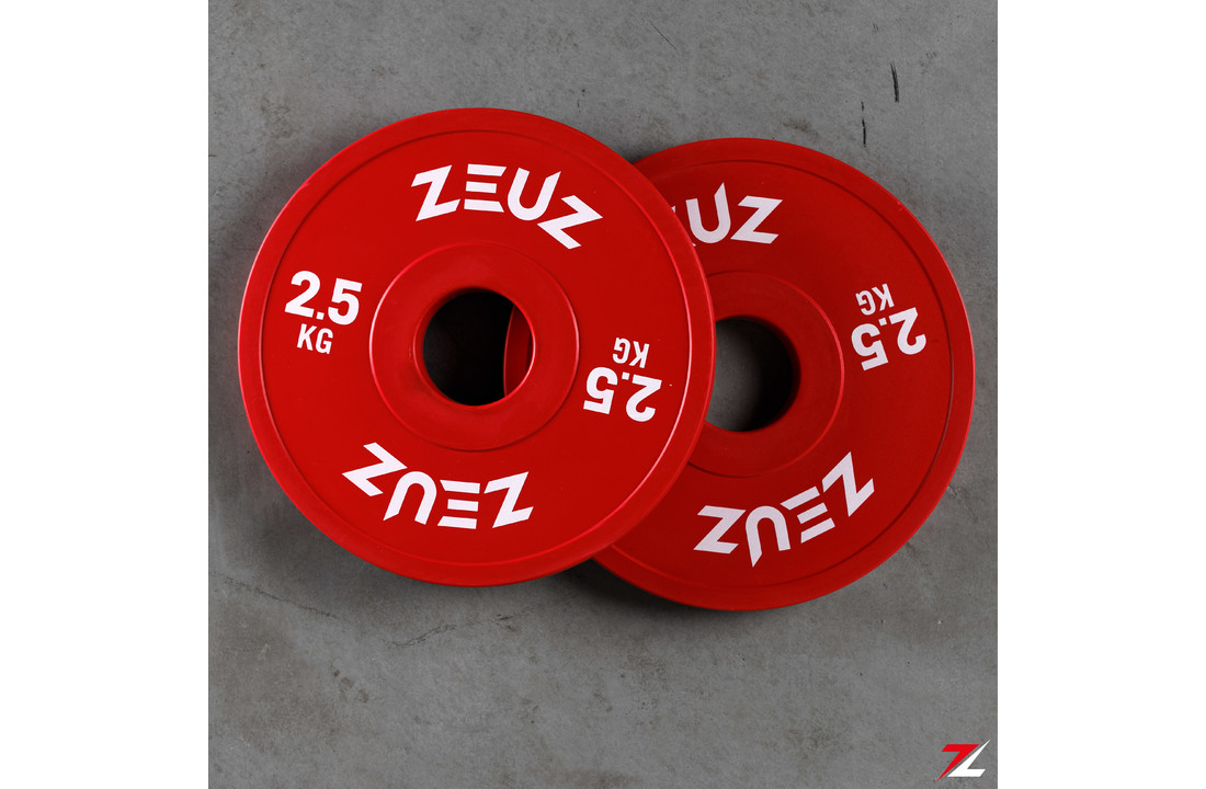 ZEUZ® Halterschijf 2 Stuks 2,5 KG – 5 KG Gewichten Set – voor 50 mm Halter – Crossfit & Fitness – Metaal & Rubber