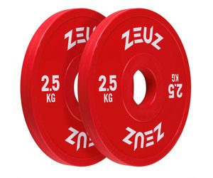 Millimeter Afname Puur ZEUZ® Halterschijf 2 Stuks 2,5 KG – 5 KG Gewichten Set – voor 50 mm Halter  – Crossfit & Fitness – Metaal & Rubber - ZEUZ