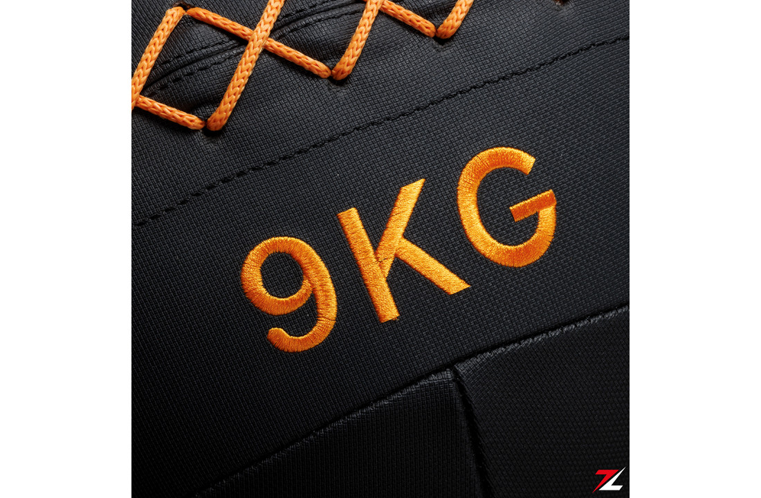 ZEUZ® Premium Wall Ball 9kg - Geschikt voor Crossfit & Fitness – PU Foam Vulling & Vinyl – 35 CM Diamter - Oranje
