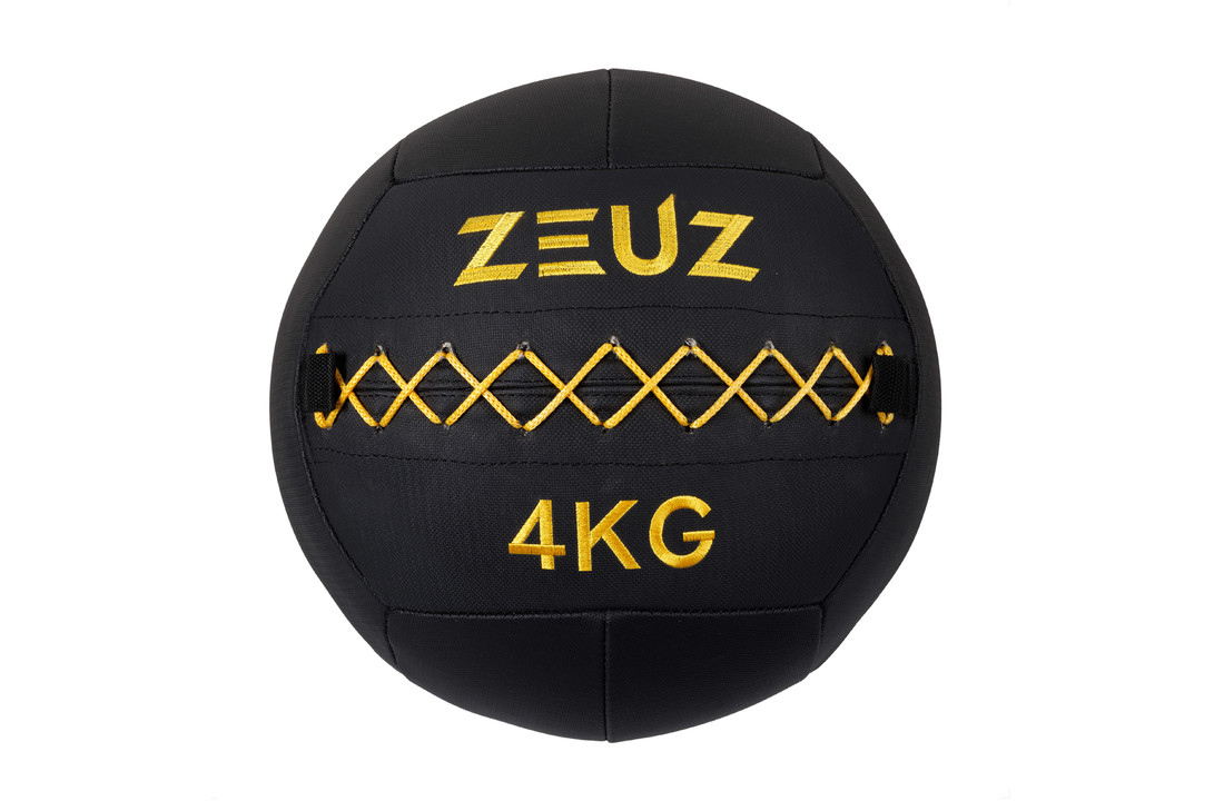 ZEUZ® Premium Wall Ball 4kg – Geschikt voor Crossfit & Fitness – PU Foam Vulling & Vinyl – 35 CM Diamter - Geel
