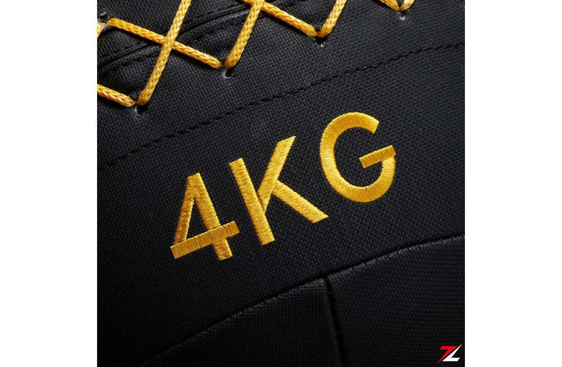 ZEUZ® Premium Wall Ball 4kg – Geschikt voor Crossfit & Fitness – PU Foam Vulling & Vinyl – 35 CM Diamter - Geel