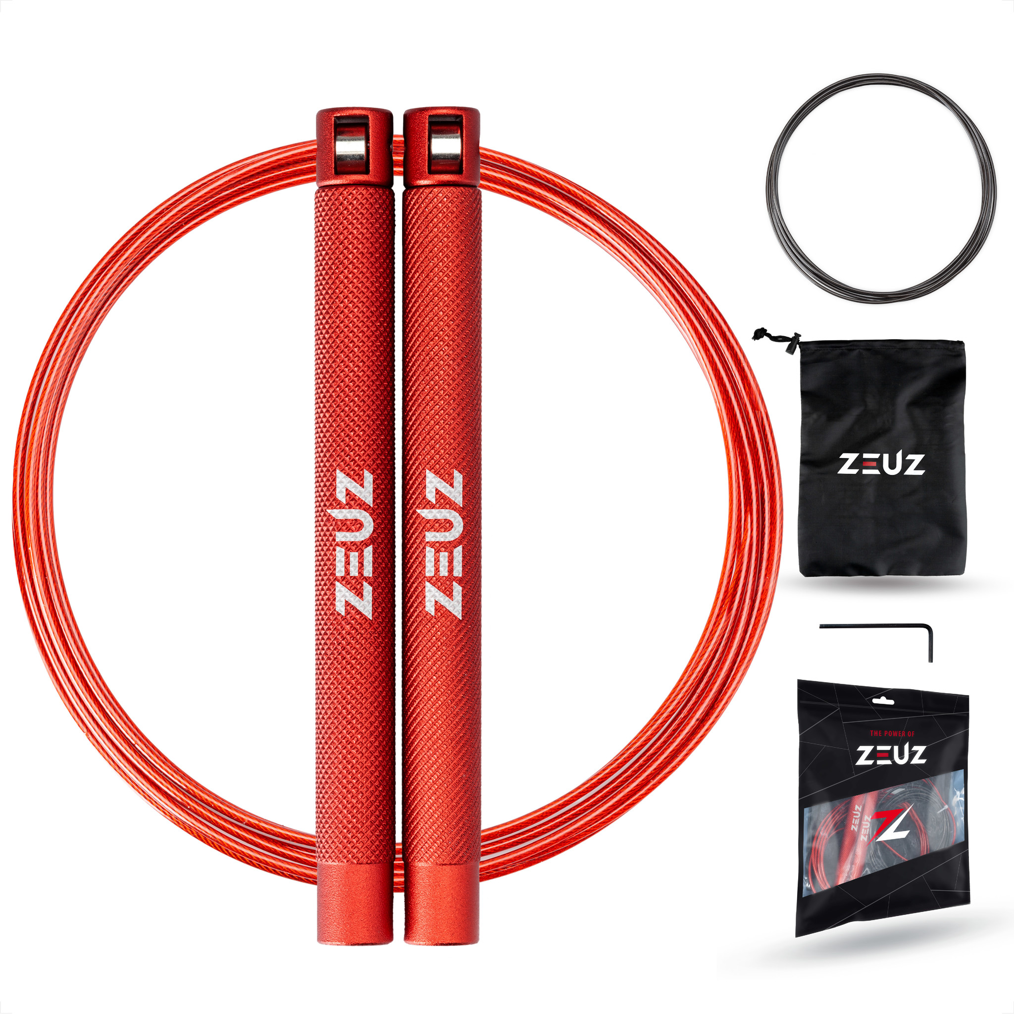 Bende Overwegen bestuurder ZEUZ® Professioneel Crossfit & Fitness Springtouw – Verstelbaar – Speed  Rope – Volwassenen – Rood - ZEUZ