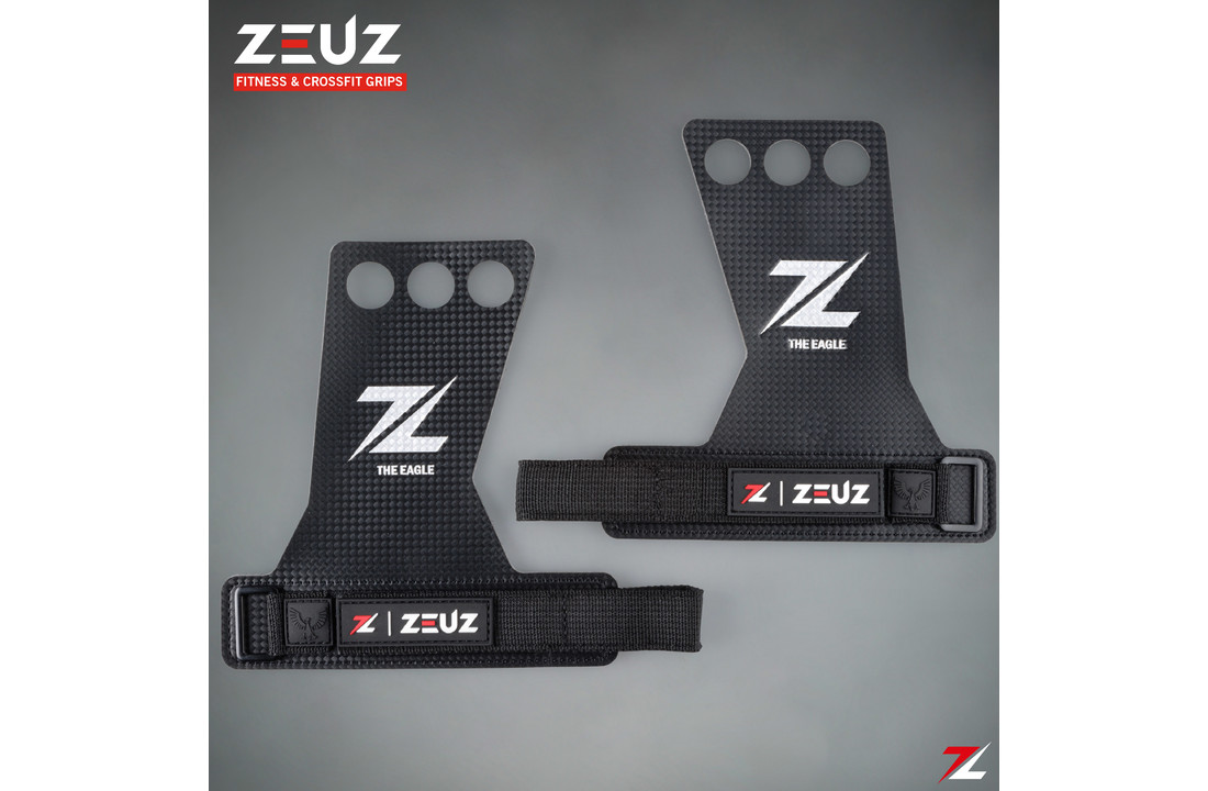 ZEUZ® Fitness & Crossfit Grips – Sport Handschoenen – Turnen – Gymnastics – Zwart – Carbon