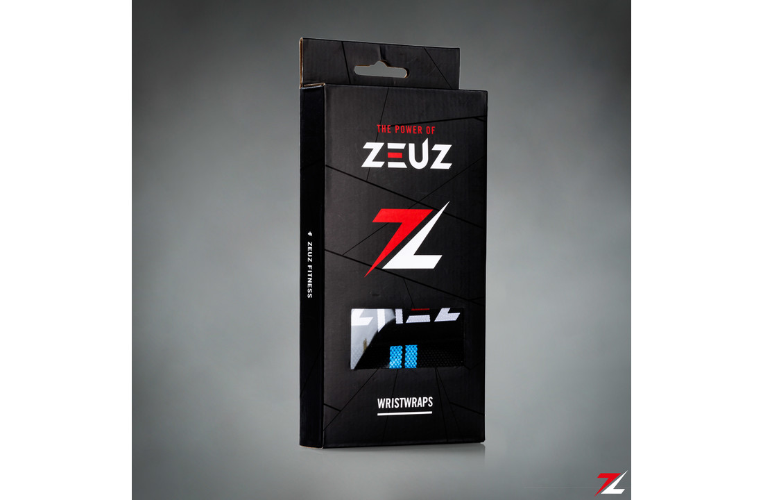 ZEUZ® 2x Fitness & CrossFit Polsband - Wrist wraps – Krachttraining – Polsbrace – Blauw & Zwart