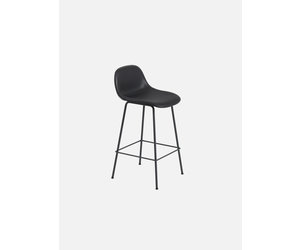 Fiber counter stool with backrest upholstered - tube base - La Fabrika
