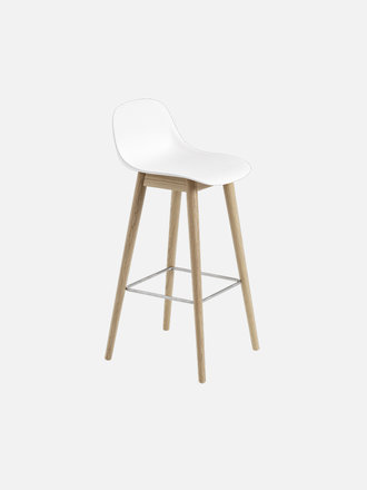 Muuto Fiber bar stool with backrest - wood base Muuto Fiber bar stool with backrest - wood base