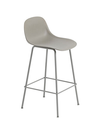 Muuto Ex-display Fiber bar stool with backrest - grey