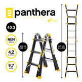 Vouwladder PRO telescopisch 4x3 black