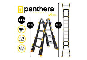 Vouwladder PRO telescopisch 4x4 black