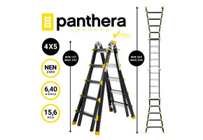 Vouwladder PRO telescopisch 4x5 black