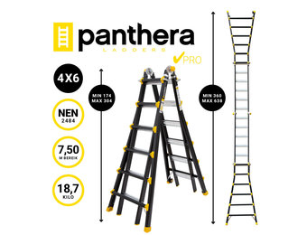 Vouwladder PRO telescopisch 4x6 black