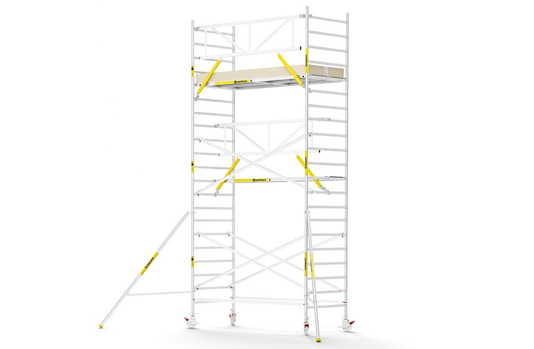 Panthera PRO 135x305 7,2m werkhoogte met enkele voorloopleuning carbon vloer