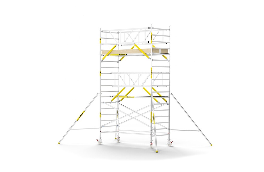 Panthera PRO 135x305 6,2m werkhoogte met dubbele voorloopleuning carbon vloer
