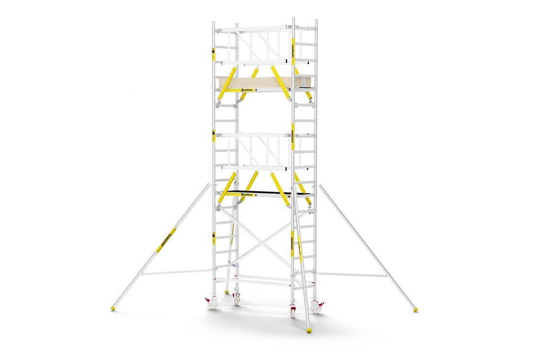 Panthera PRO 75x185 6,2m werkhoogte met dubbele voorloopleuning carbon vloer