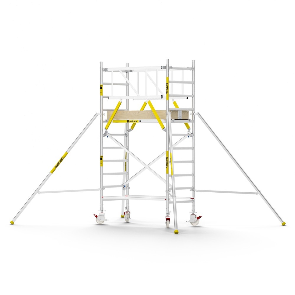 Panthera PRO 90x185 4,2m werkhoogte met dubbele voorloopleuning carbon vloer