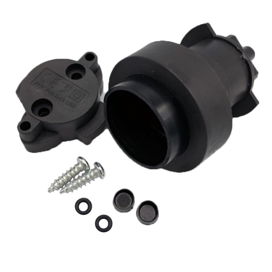 Losse E27 fitting incl. afdichtring - zwart