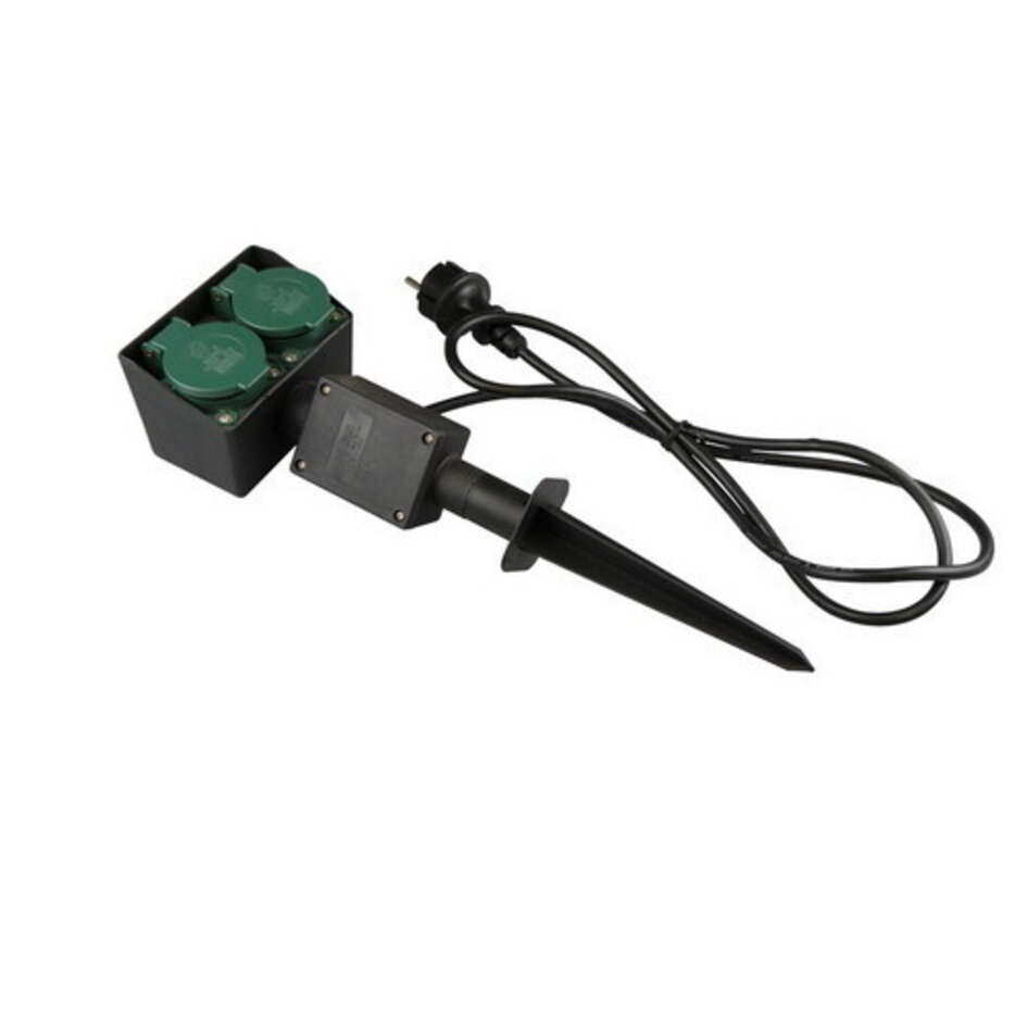 Tuincontactdoos met grondpin, 2-voudig