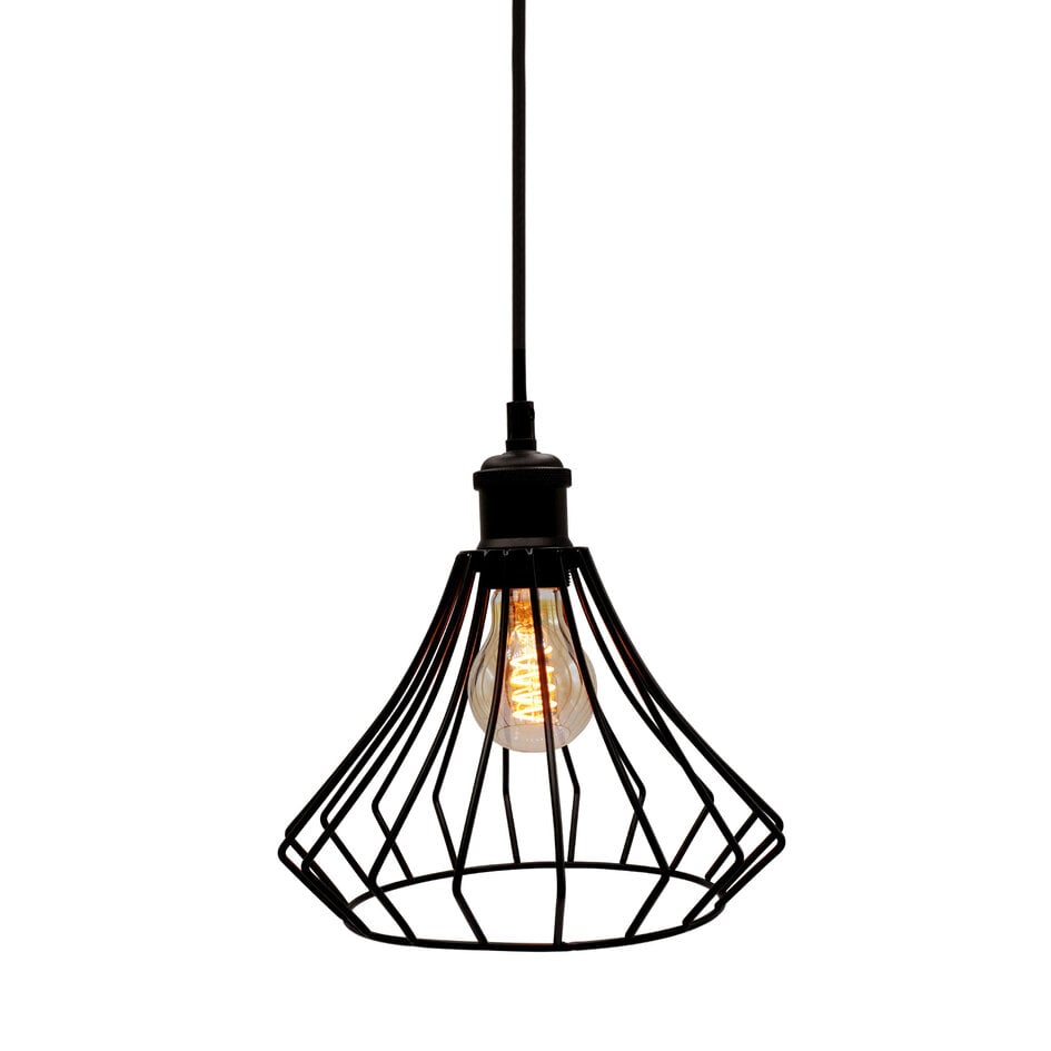 Industriële hanglamp Kiki in matzwart diamantvormig kooiframe