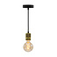 Industriële gouden snoerpendel incl. 5W XL lamp, amber glas, 1800K, Ø95