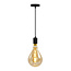 Industriële mat zwarte snoerpendel incl. 8,5W tot 10W XXL lamp, amber glas, 2000K, Ø160