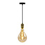 Industriële gouden snoerpendel incl. 8,5W tot 10W XXL lamp, amber glas, 2000K, Ø160