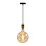 Industriële gouden snoerpendel incl. 8,5W tot 10W XXXL lamp, amber glas, 2000K, Ø200