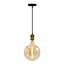 Industriële gouden snoerpendel incl. 8,5W tot 10W XXXL lamp, amber glas, 2000K, Ø200