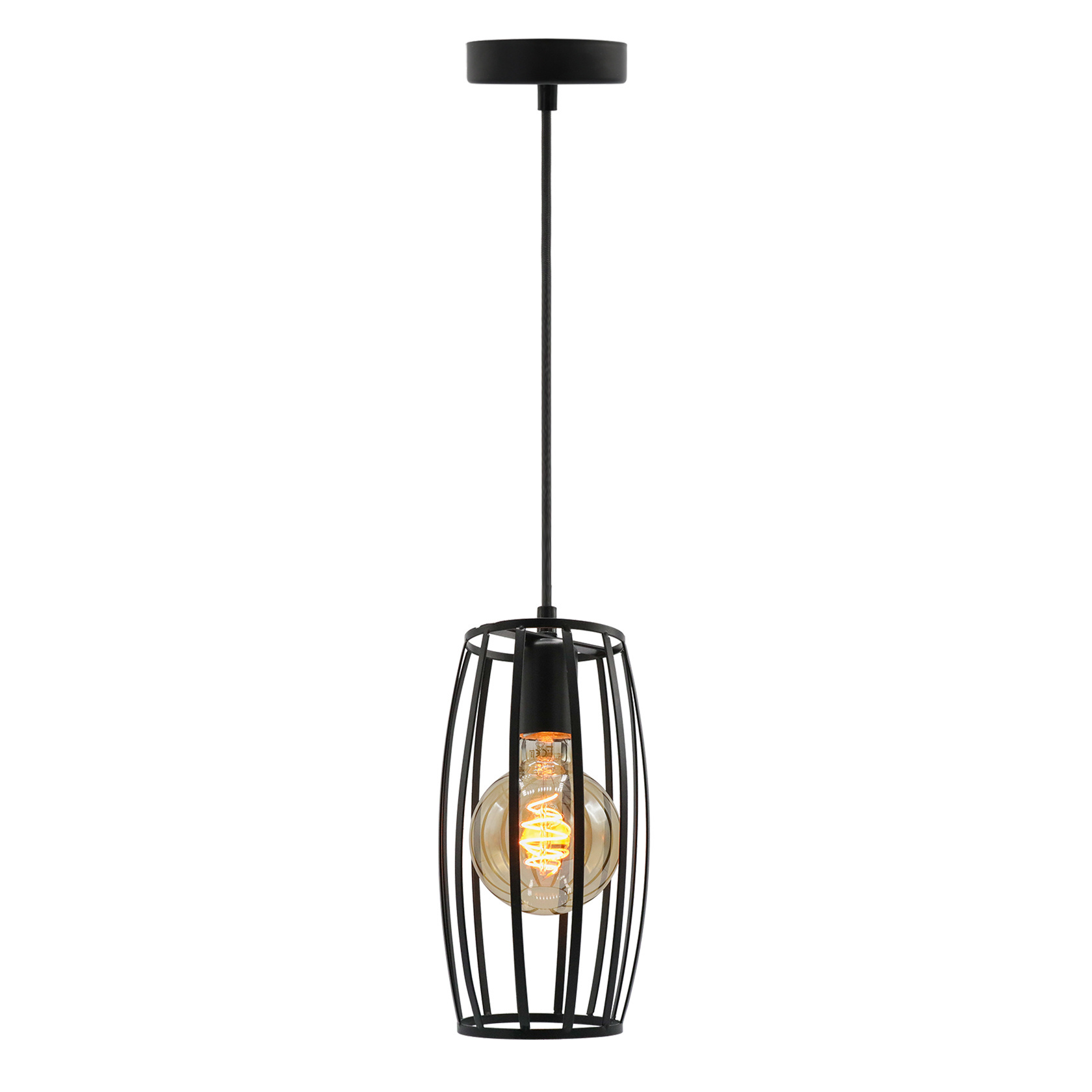 Hanglamp Maya incl. 5W spiraal lamp, amber glas, 1800K, Ø95
