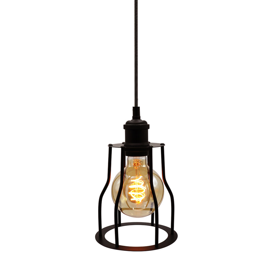 Hanglamp Diego incl. 5W spiraal lamp, amber glas, 1800K, Ø95