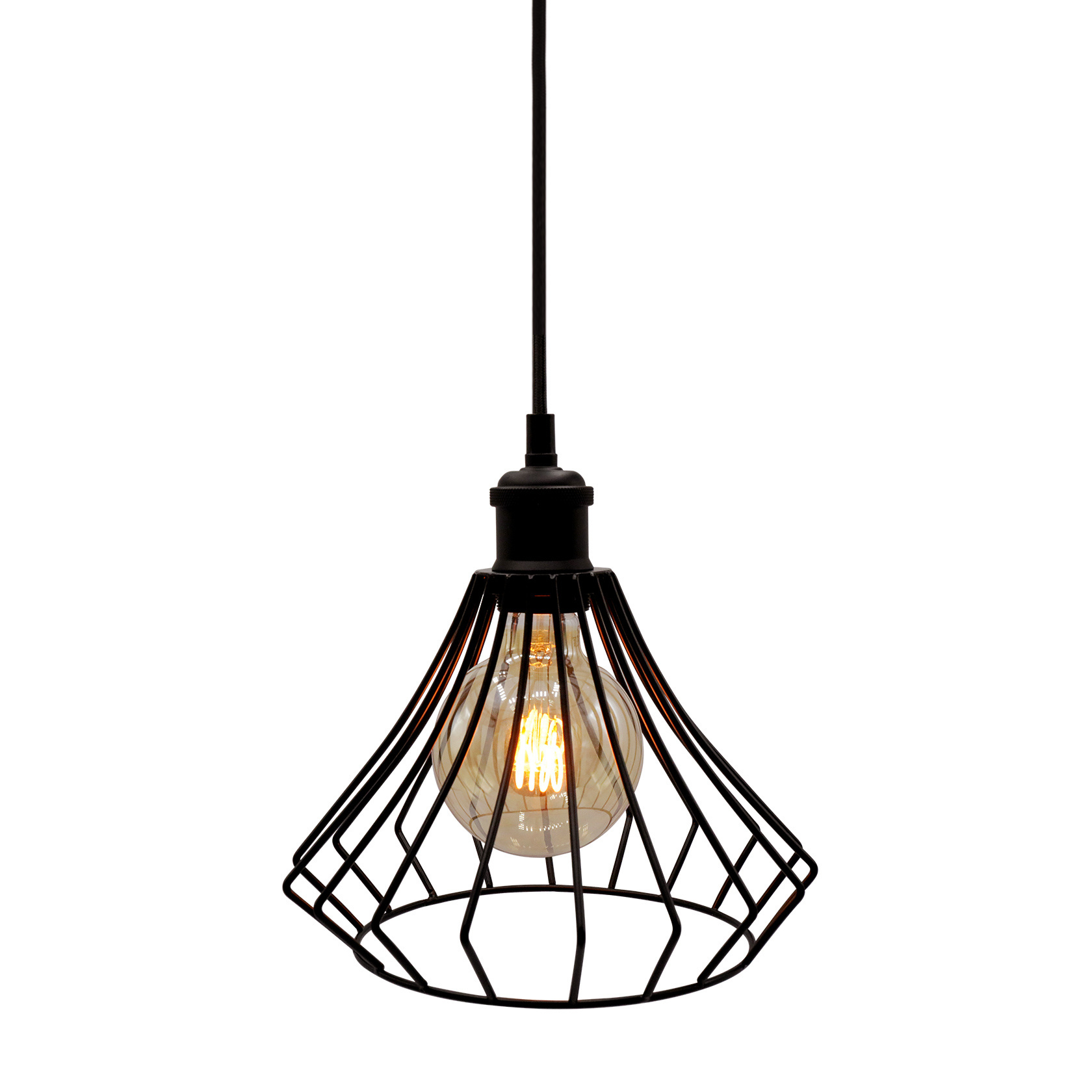 Hanglamp Kiki incl. 5W spiraal lamp, amber glas, 1800K, Ø95