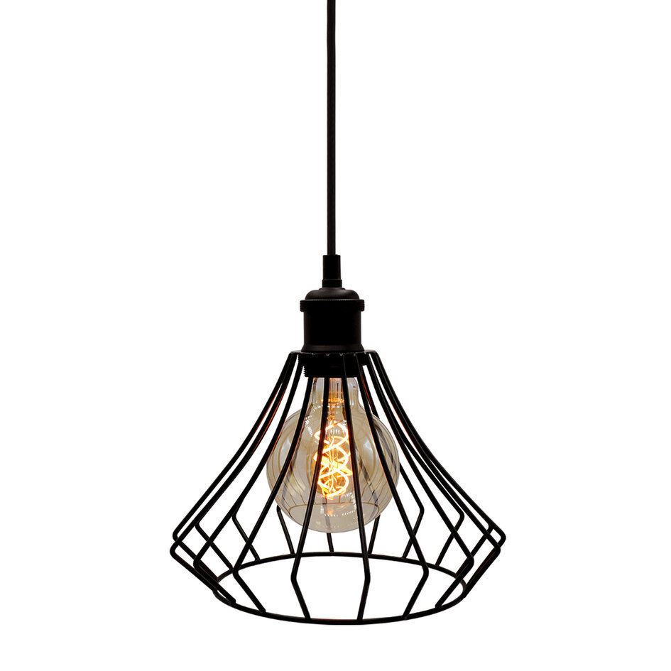 Hanglamp Kiki incl. 5W spiraal lamp, amber glas, 1800K, Ø95