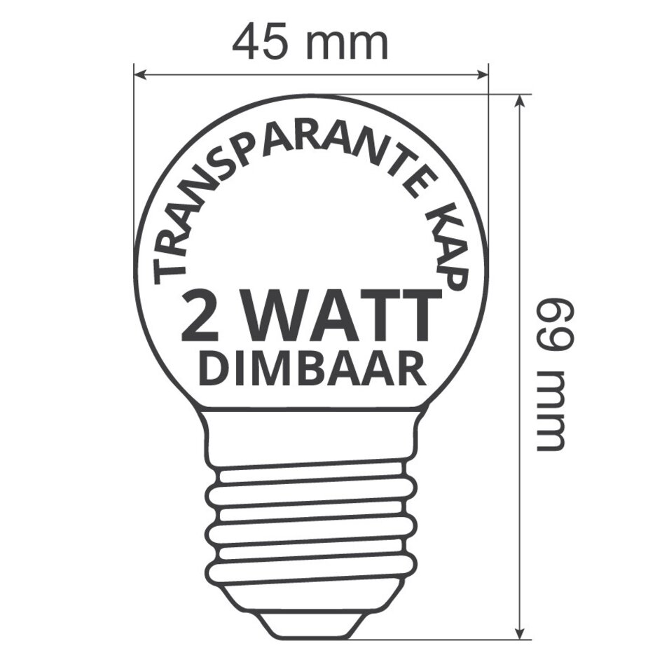 Prikkabel set met dimbare LED lampen LEDs in bodem 2 watt