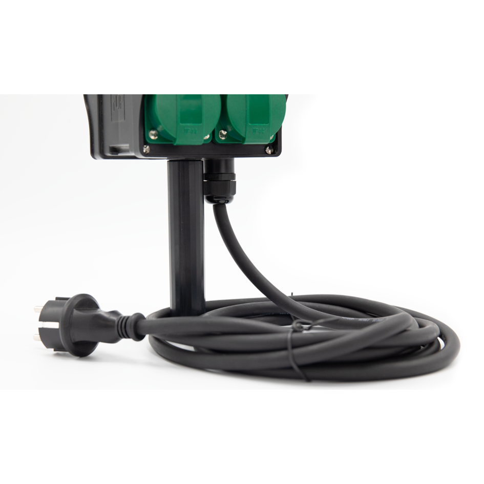 Tuincontactdoos met grondpin, 4-voudig