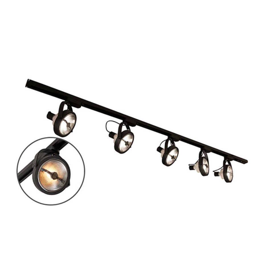 Modern 1-fase railsysteem van 1,5 meter met Skaly spots - plafondlamp