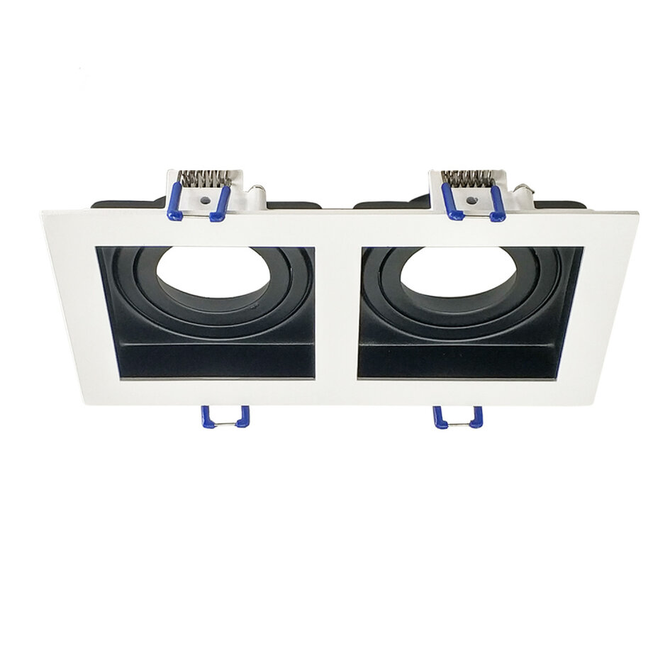 Moderne kantelbare inbouwspot 2-lichts zwart met wit - Eli