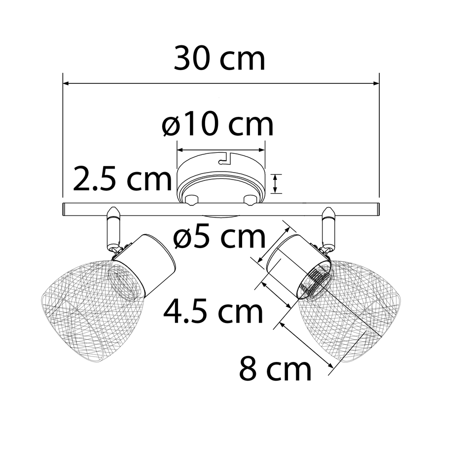Moderne plafondlamp met 2 spots - Meshki