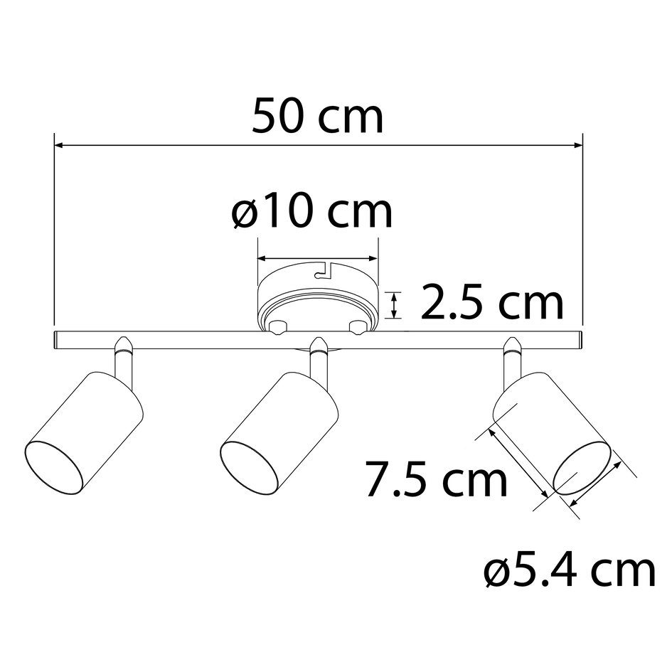 Moderne plafondlamp Mitchell 3-lichts in zwart