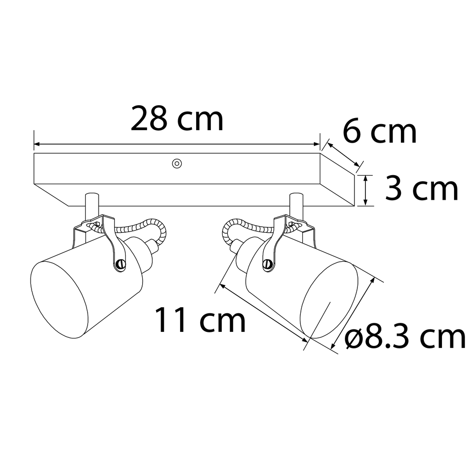 Houten plafondlamp met 2 spots - Flint