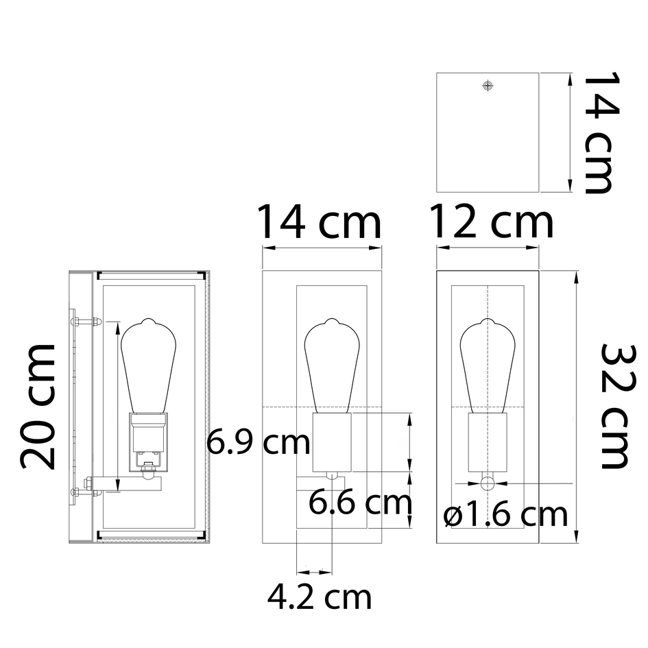 Buitenwandlamp Filippo - zwart RVS met glas