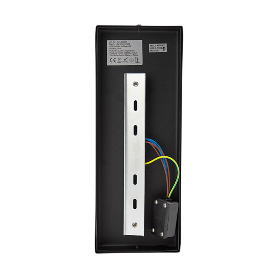 RVS zwarte wandlamp Diana 2-lichts met glas