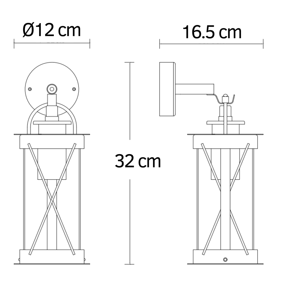 RVS industriële muurlamp Alicia