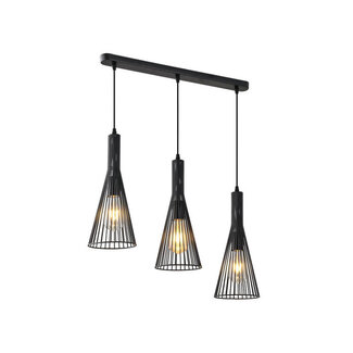 Industriële hanglamp zwart metaal 3-lichts – Sofia